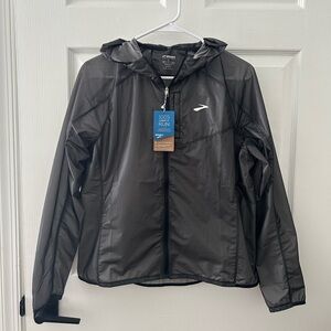 Brooks All Altitude Black Hooded Windbreaker Jacket